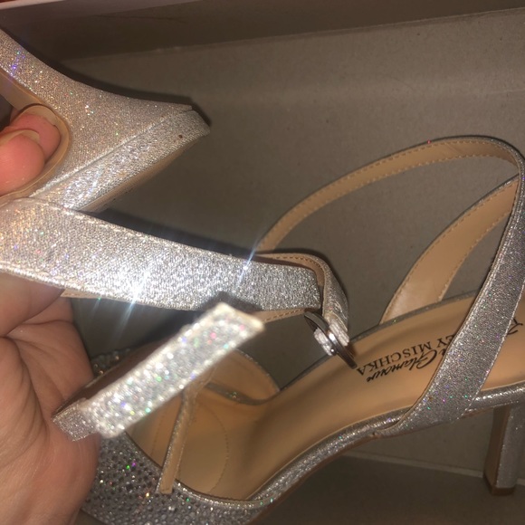 white glittery strap heels - Picture 4 of 4